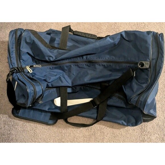 Vintage Y2K Nike Big Swoosh Logo Extra Large 32" Blue Duffle Bag - Picture 5 of 11